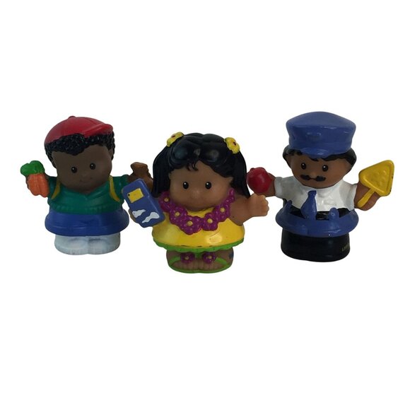 Fisher Price Little People Figures Michael School Crossing Guard Hawaiian Girl - Picture 1 of 13